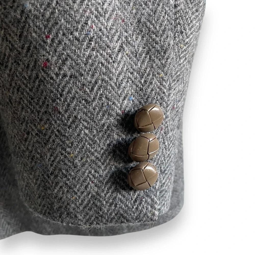 Farah Clothing Co Men's Herringbone Tweed‎ Blazer Sport Coat 100% Wool 42R Grey